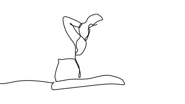 Line woman art continuous drawing breath girl free freedom illustration. Silhouette line up woman art arms book people happy wake student creative healthy arm pillow kid women stretch relax youth.