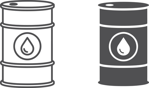 Black crude oil barrel icon set