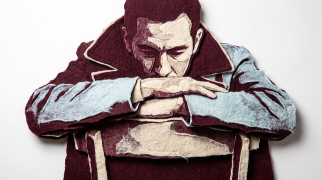 Man sitting with folded arms and a thoughtful expression  