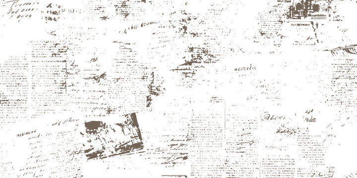 Abstract vintage grunge background with distressed illegible handwriting script and old paper texture vector illustration.