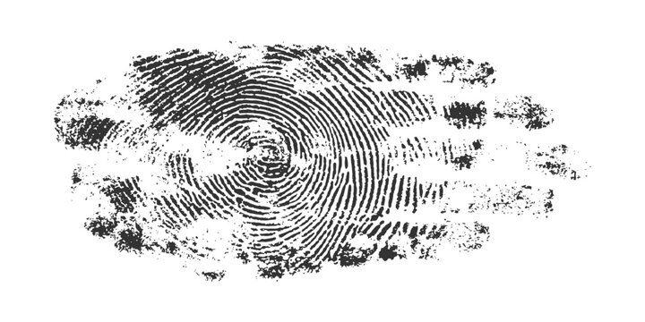 Abstract horizontal handprint with fingerprint texture grunge distressed ink stamp vector illustration.