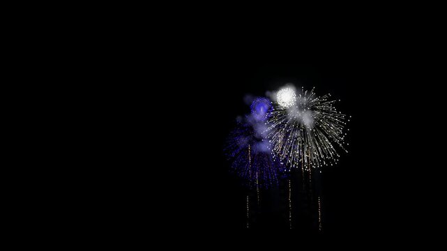 French Guiana Flag Color Fireworks Left Copy Space 3D Animation