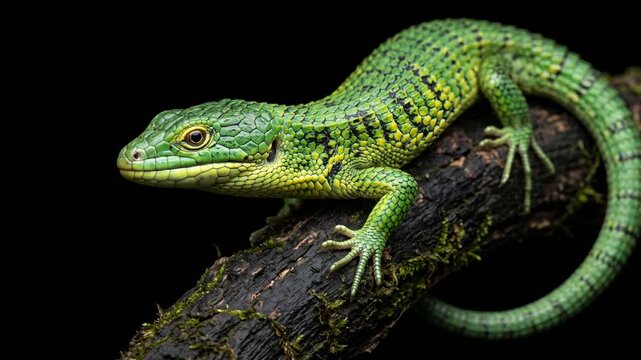 abronia graminea isolated on black background from veracruz mexico cloud forest close up video