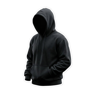 Unidentified person wearing blank black hoodie in dark mystery style art.