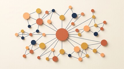 Obraz premium Connected geometric network of colorful nodes for artificial intelligence and data concepts. AI generative 