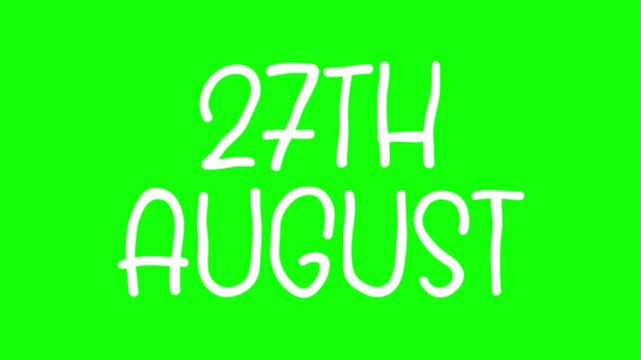27th August Hand Drawn Scribble Overlay with Green Background