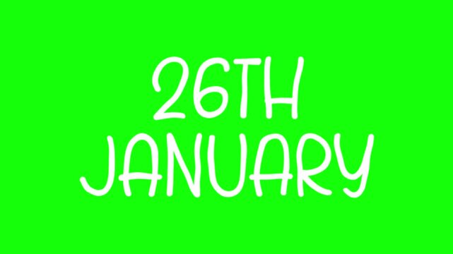 26th January Hand Drawn Scribble Overlay with Green Background