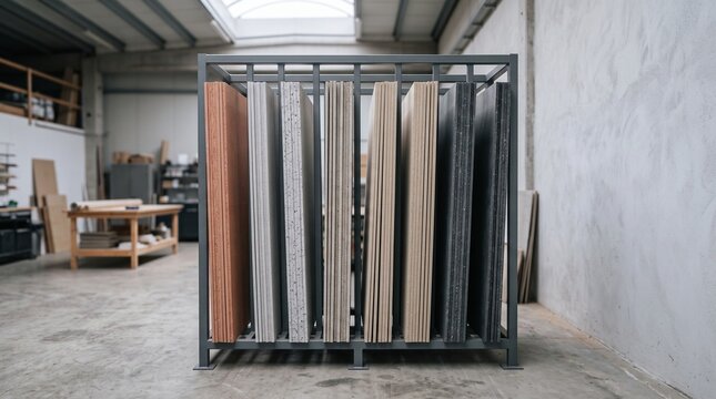 Recycled finish panels displayed for interior specification