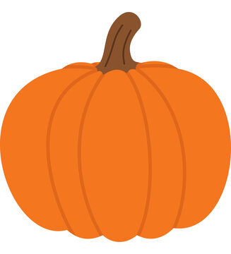 Classic Orange Autumn Pumpkin Vector Illustration Minimalist Fall Harvest Clipart for Thanksgiving Print