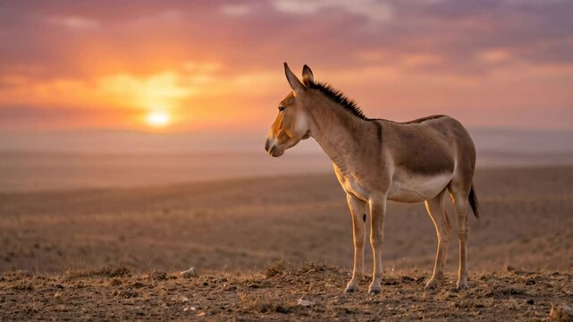 onager close up at sunset light in kavir national park iran video