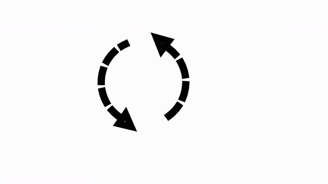 Circular graphic with arrow rotates against a dark gray backdrop