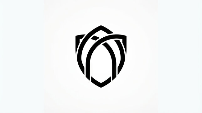 Black and white abstract geometric logo with overlapping shapes