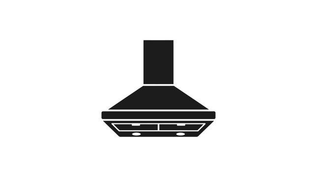 Kitchen range hood in black silhouette against a white background
