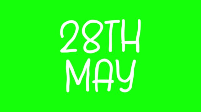 28th May Hand Drawn Scribble Overlay with Green Background