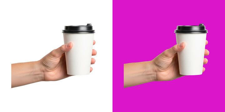 Two hands holding coffee cups exchange gesture lifestyle concept transparent png