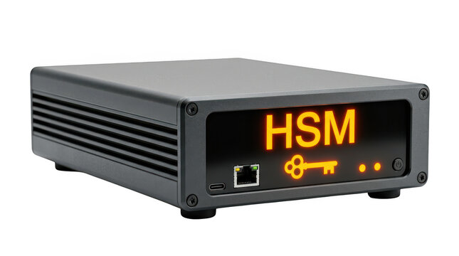 Hardware security module device for network data encryption isolated on transparent background