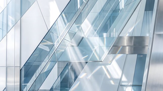 Modern architectural glass building facade with reflective surfaces architecture building reflective structure exterior geometric construction