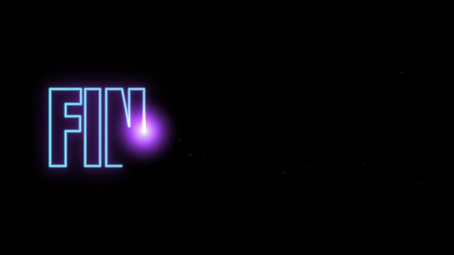animated neon sign writing final call text with glowing purple light effect on black background