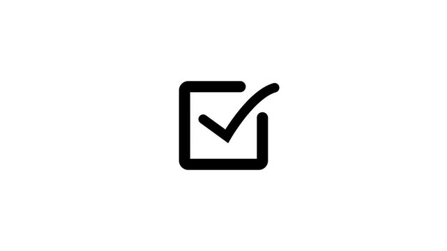 Animated checkbox with check mark for confirm, approve, success and correct selection on clean white background