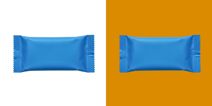 Blue snack bar wrapper template for food packaging design mockups transparent png