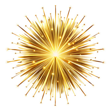 Gold light burst with white starburst on black background