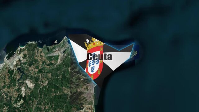 Ceuta Autonomous City Map 3D 4K with Geographic Borders and Strait of Gibraltar Location