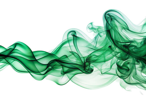Green smoke waves on black background abstract
