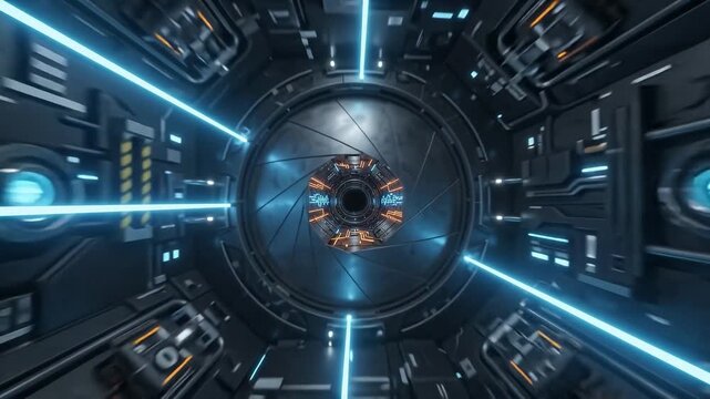 Futuristic Hexagonal Sci-Fi Conduit Tunnel Infinite Flythrough Loop