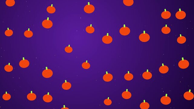 Floating Orange Pumpkins on Purple Halloween Background Seamless Loop Animation