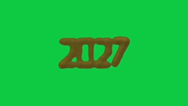 2027 year text render with pseudo 3D isometric minimalism and precise rigid body mechanics featuring impossible physics gravity vector reversal style