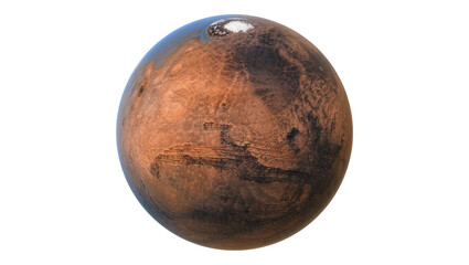Red planet Mars with polar ice cap, isolated on transparent background © Cian