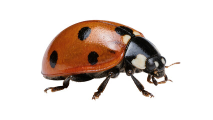 Orange ladybug with black spots, isolated on transparent background © Cian