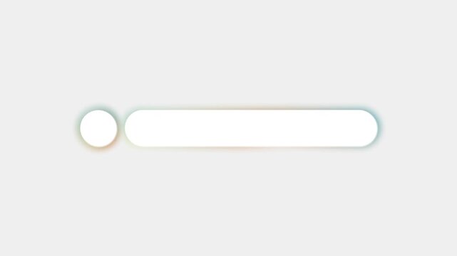 Gradient neomorphism sliding bar and circle search animation. Smooth motion on white background 4K animated embossed text box for title layout, presentation, text space, business, and motion graphics