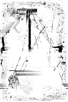 Glitch distorted grungy isolated layers . Design element for brochure, social media, posters, flyers. Overlay texture.Textured banner with Distress effect .Vector halftone dots . Screen print texture