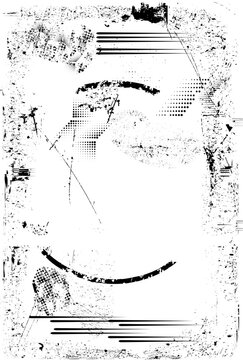 Glitch distorted grungy isolated layers . Design element for brochure, social media, posters, flyers. Overlay texture.Textured banner with Distress effect .Vector halftone dots . Screen print texture