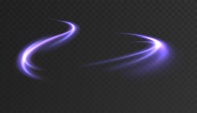 Set featuring a bright, curved purple light trail with radiant energy and a swift magical strike effect against a dark background.