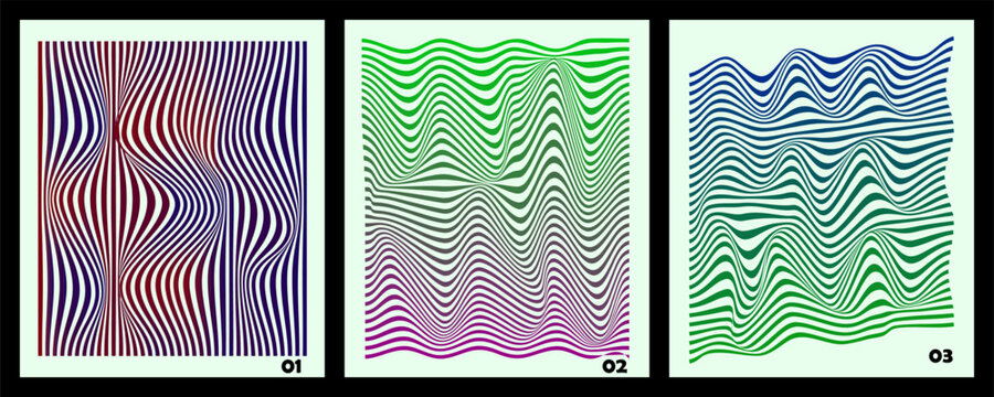 Optical illusions featuring human faces hidden within abstract colorful line art patterns a visual puzzle