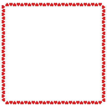 Red Heart Border Frame Isolated on White Background
