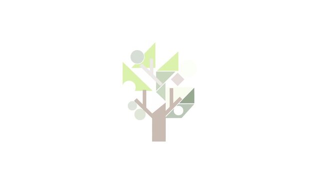 Abstract geometric tree design on a white background.