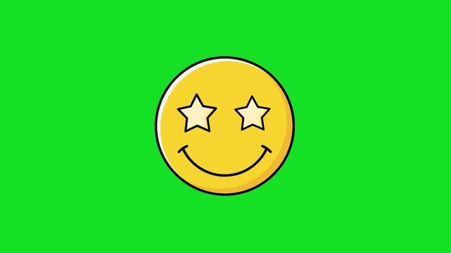 Yellow smiley face with a star eye on green.