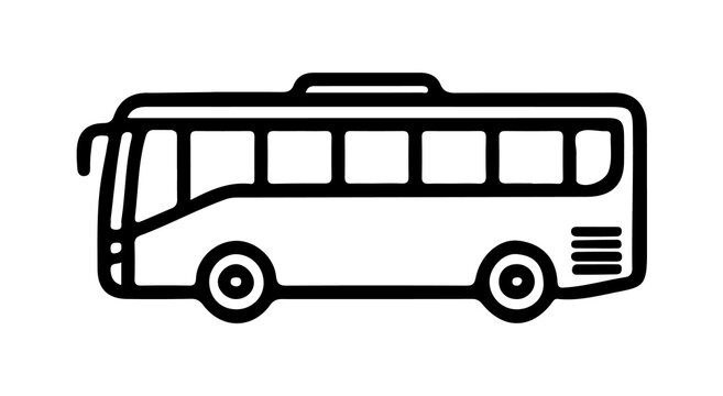 Simple black outline icon of a passenger bus isolated on transparent background