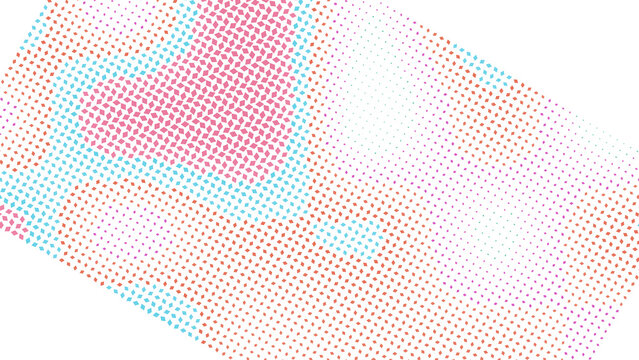 Abstract background, with a diagonal, grid of pink, and teal dots, creating a soft, gradient effect against, a dark black, backdrop for digital media isolated on a transparent background