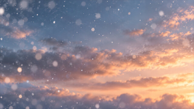 Cielo con copos de nieve cayendo 