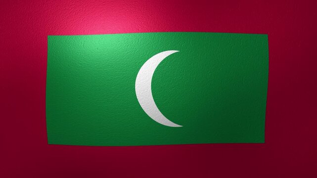 Maldivian national flag waving in the wind