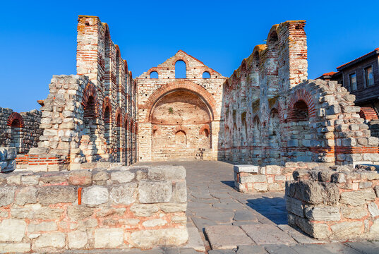 Nessebar, Bulgaria: Hagia Sophia Church also known as or the Old Bishopric, is a historic ruined Eastern Orthodox basilica located in the heart of the UNESCO World Heritage old town
