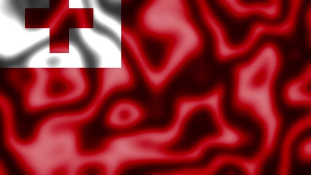 Abstract liquid wave effect with the national flag of tonga