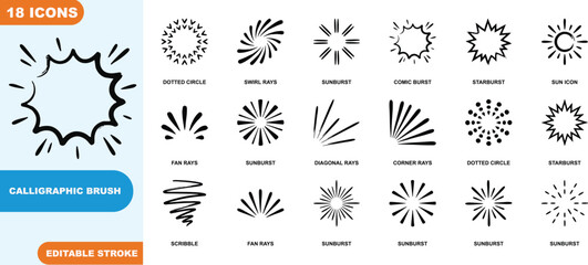 Obraz premium Dynamic collection of abstract burst and ray graphic elements for design accents vector illustration