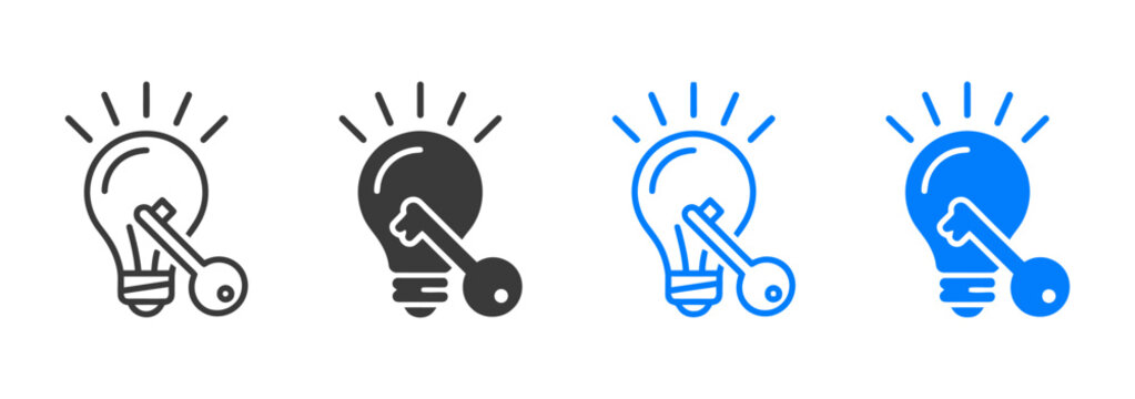 Lightbulb icons in different states showing on off dim glowing with hand interaction on off switch glowing icon vector icons lightbulb variation