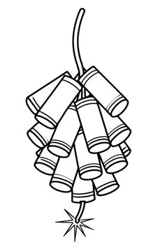 Traditional Hanging Firecrackers Outline Illustration