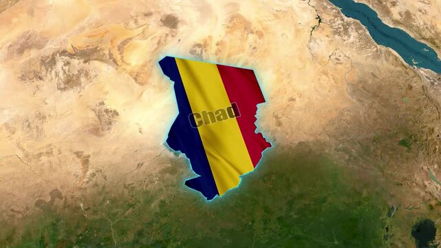 3D Map of Chad 4K Highlighting Landlocked Territory and Sahara Desert Boundaries